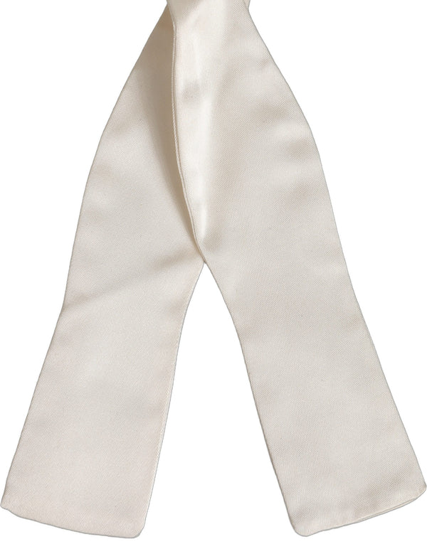 Dolce & Gabbana Men White 100% Silk Adjustable Neck Papillon Bow Tie