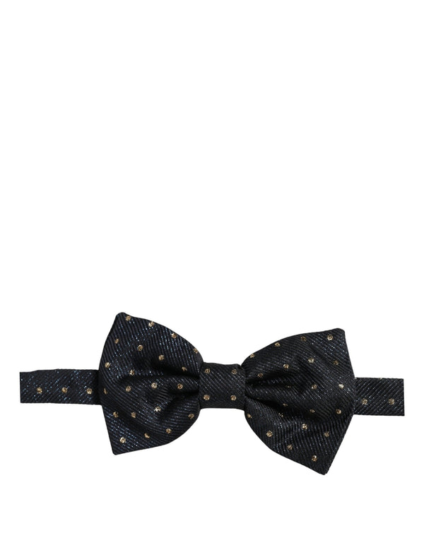 Dolce & Gabbana Men Dark Gray Polka Dot Silk Adjustable Neck Papillon Bow Tie