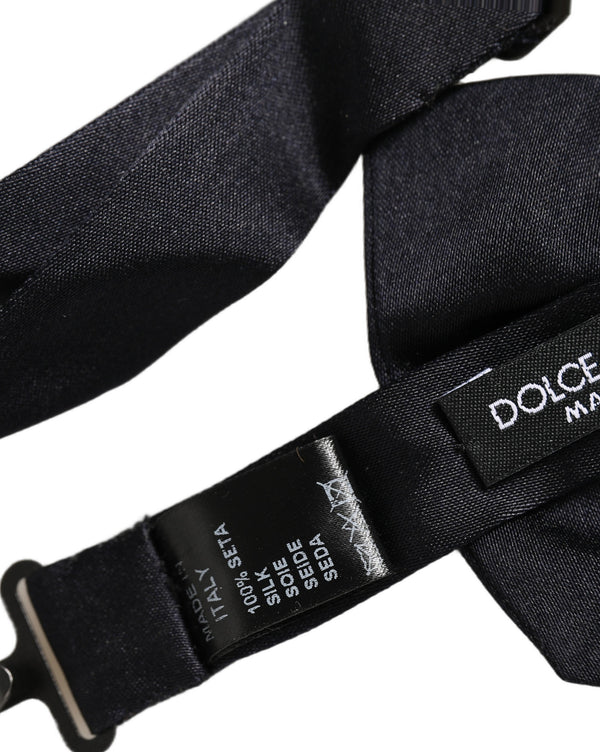 Dolce & Gabbana Men Dark Blue 100% Silk Adjustable Neck Papillon Bow Tie