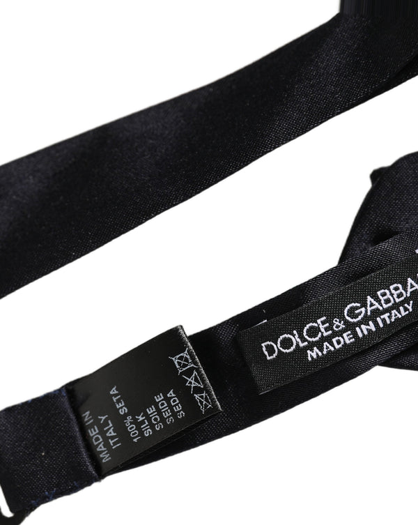 Dolce & Gabbana Men Dark Blue 100% Silk Adjustable Neck Papillon Bow Tie