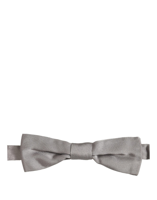 Dolce & Gabbana Men Gray 100% Silk Adjustable Neck Papillon Bow Tie
