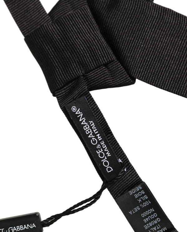 Dolce & Gabbana Men Black 100% SIlk Adjustable Neck Papillon Bow Tie