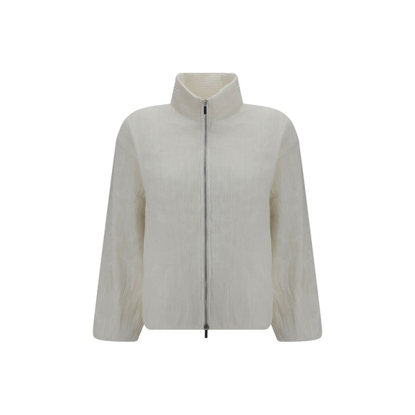 Gongdid Design White Polyester Full-Length Jacket