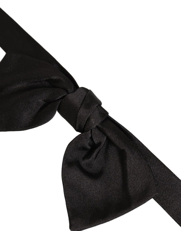 Dolce & Gabbana Men Black 100% SIlk Adjustable Neck Papillon Bow Tie