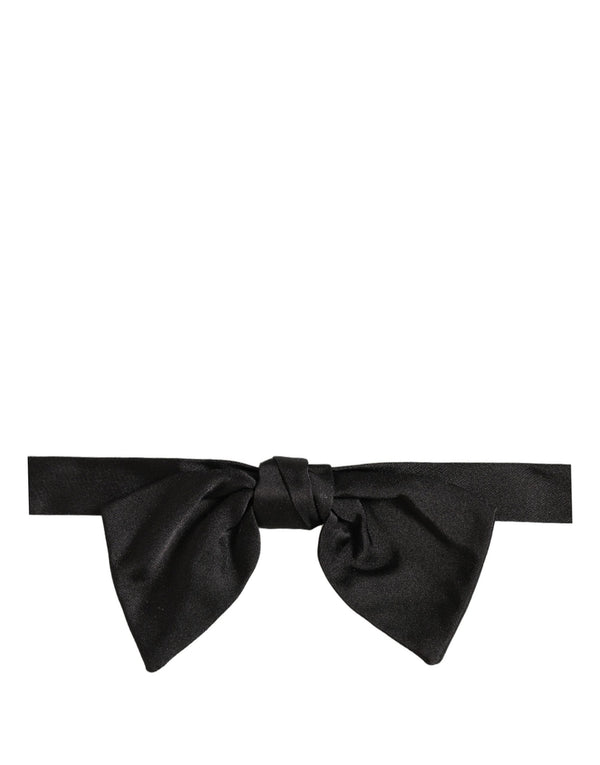 Dolce & Gabbana Men Black 100% SIlk Adjustable Neck Papillon Bow Tie