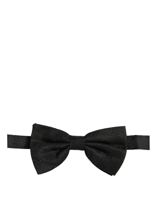 Dolce & Gabbana Men Dark Gray Silk Brocade Adjustable Neck Papillon Bow Tie