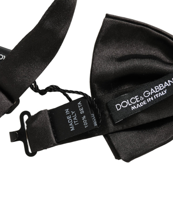 Dolce & Gabbana Men Black 100% Silk Adjustable Neck Papillon Bow Tie