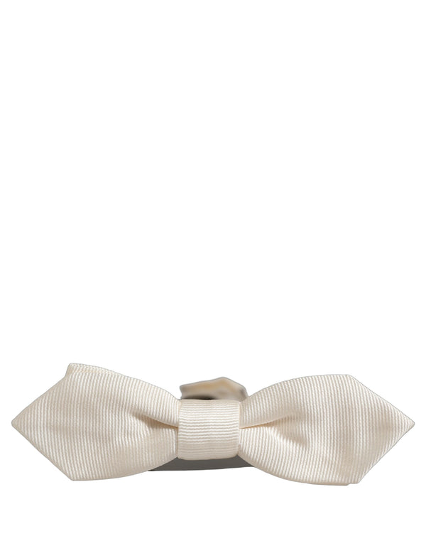 Dolce & Gabbana Men White 100% Silk Adjustable Neck Papillon Bow Tie