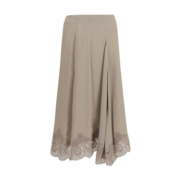 P.A.R.O.S.H. Beige Acetate Midi Skirt