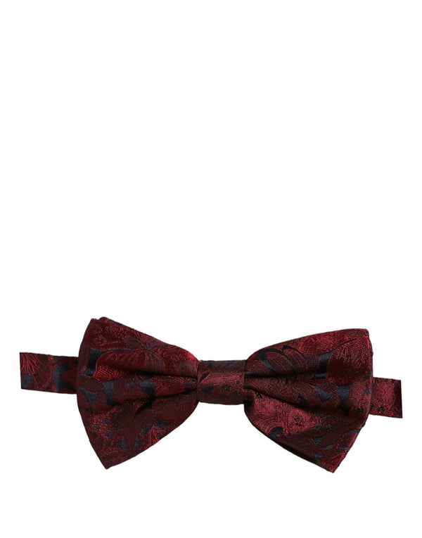 Dolce & Gabbana Men Maroon Paisley SIlk Adjustable Neck Papillon Bow Tie