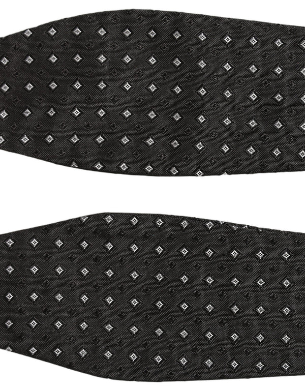 Dolce & Gabbana Dark Gray White Polka Dot Adjustable Neck Papillon Bow Tie