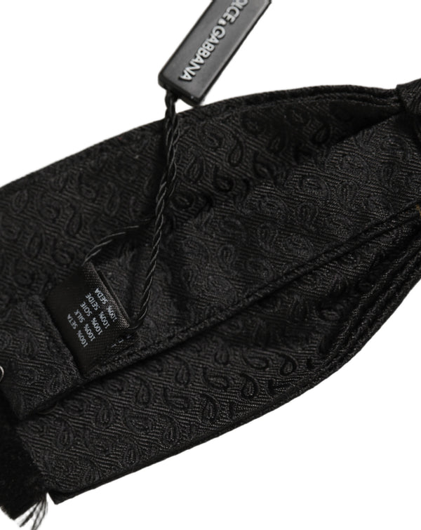 Dolce & Gabbana Men Dark Gray 100% SIlk Adjustable Neck Papillon Bow Tie