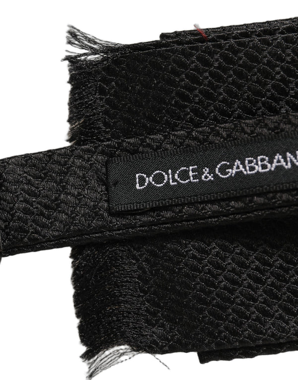 Dolce & Gabbana Men Dark Gray 100% SIlk Adjustable Neck Papillon Bow Tie