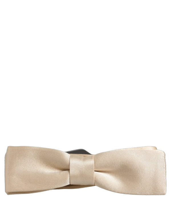 Dolce & Gabbana Men Beige 100% Silk Adjustable Neck Papillon Bow Tie