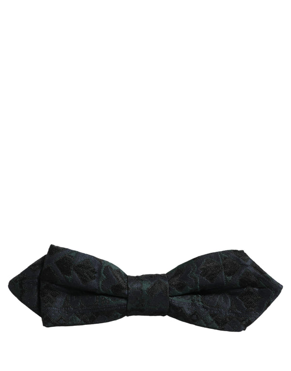 Dolce & Gabbana Men Black Green Paisley Adjustable Neck Papillon Bow Tie