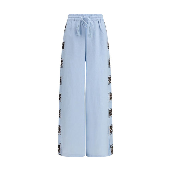 Alemais Blue Linen Casual Pants