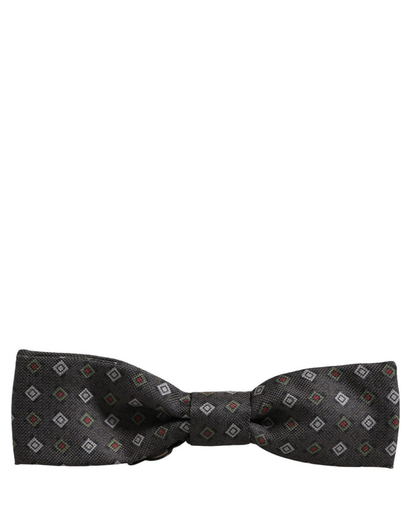 Dolce & Gabbana Men Dark Gray Geometric Adjustable Bow Tie