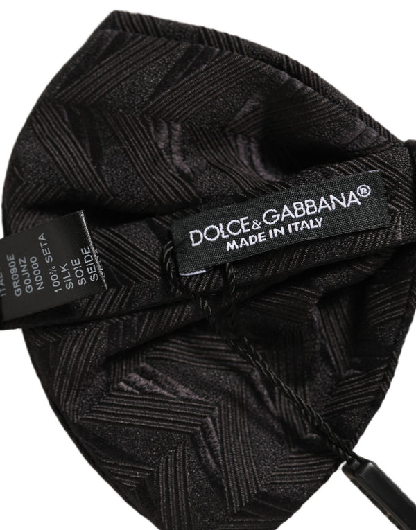 Dolce & Gabbana Men Black Patterned Adjustable Neck Papillon Bow Tie