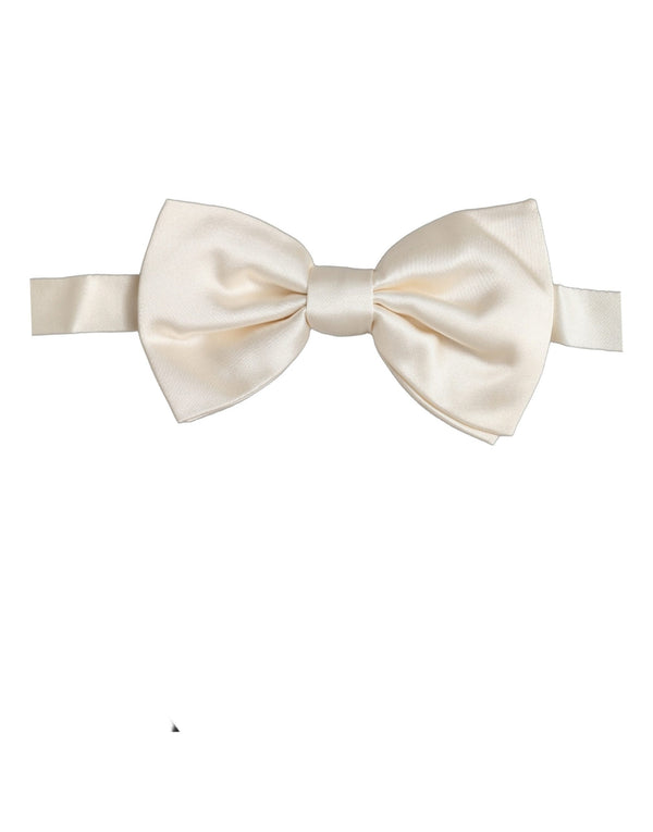 Dolce & Gabbana Men White 100% Silk Adjustable Neck Papillon Bow Tie