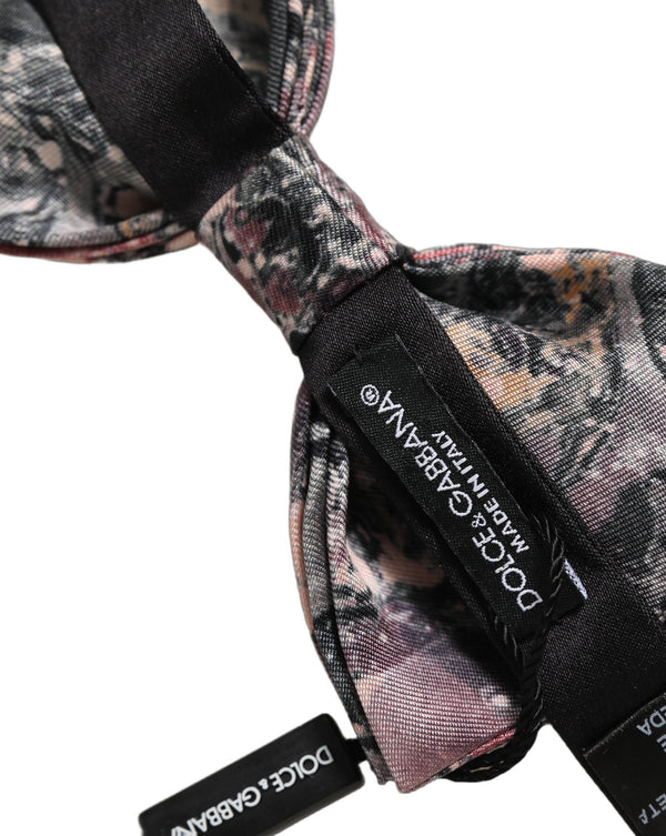 Dolce & Gabbana Multicolor Marble Silk Adjustable Neck Papillon Bow Tie