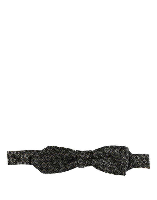 Dolce & Gabbana Men Black Dotted Silk Adjustable Neck Papillon Bow Tie