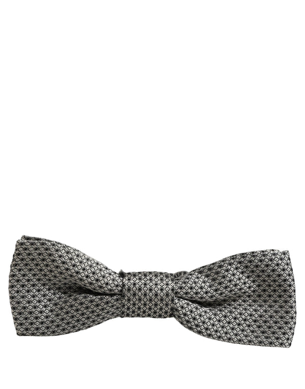 Dolce & Gabbana Men Gray Silk Patterned Adjustable Neck Papillon Bow Tie