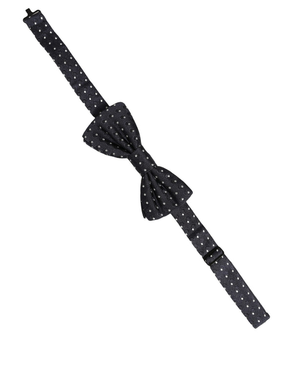 Dolce & Gabbana Dark Blue White Polka Dot Adjustable Neck Papillon Bow Tie