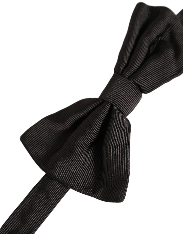 Dolce & Gabbana Men Black 100% Silk Adjustable Neck Papillon Bow Tie
