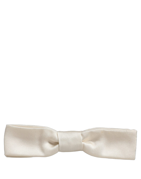 Dolce & Gabbana Men White 100% Silk Adjustable Neck Papillon Bow Tie