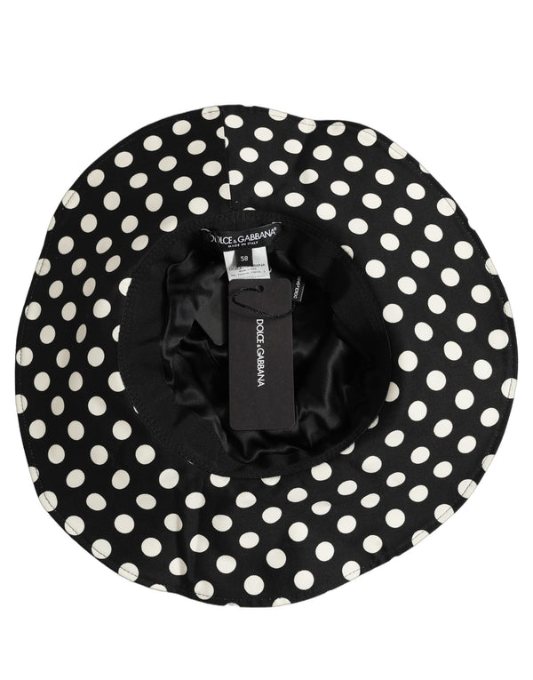 Dolce & Gabbana Black White Polka Dot Cotton Bucket Capello Hat
