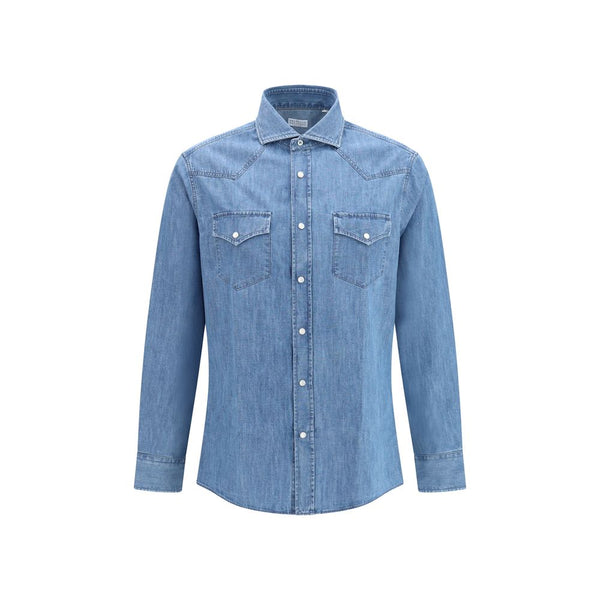 Brunello Cucinelli Blue Denim Shirt