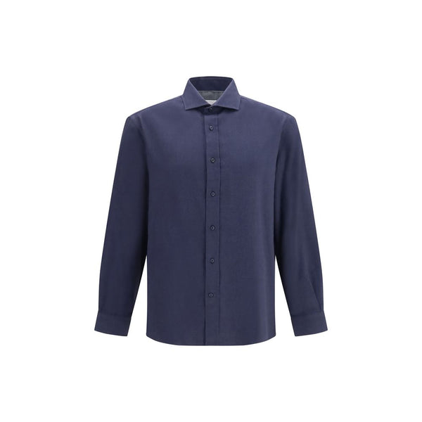 Brunello Cucinelli Blue Cotton Dress Shirt