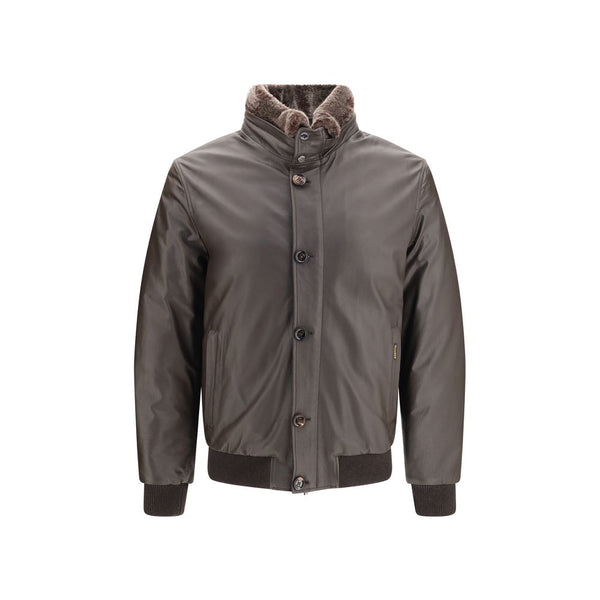 MooRER Brown Leather Full-Length Jacket