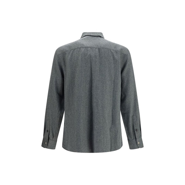 Brunello Cucinelli Gray Wool Oves Aries Dress Shirt