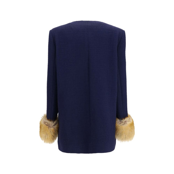 Valentino Garavani Blue Wool Oves Aries Coat