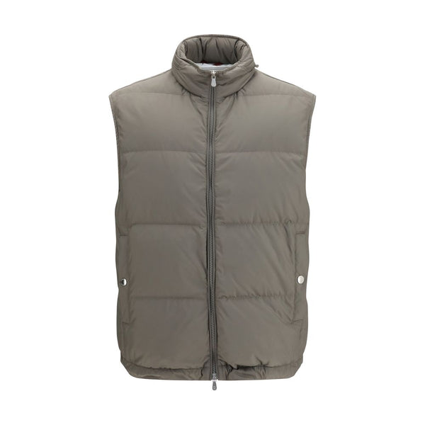Brunello Cucinelli Gray Polyester Sleeveless Jacket