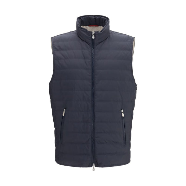 Brunello Cucinelli Blue Polyester Sleeveless Jacket