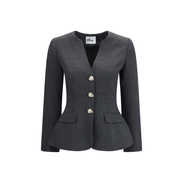 Self-Portrait Gray Polyester Blazer