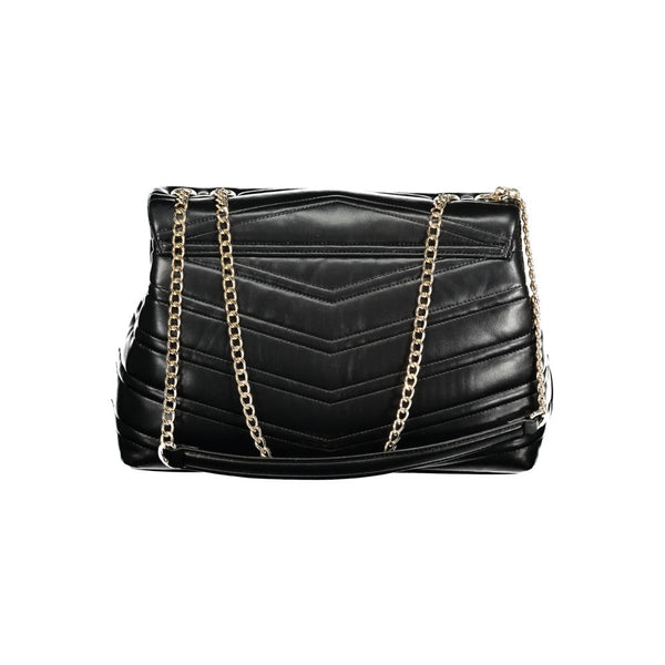 Mario Valentino Nero Polyurethane Women's Bag with Chain Shoulder Strap