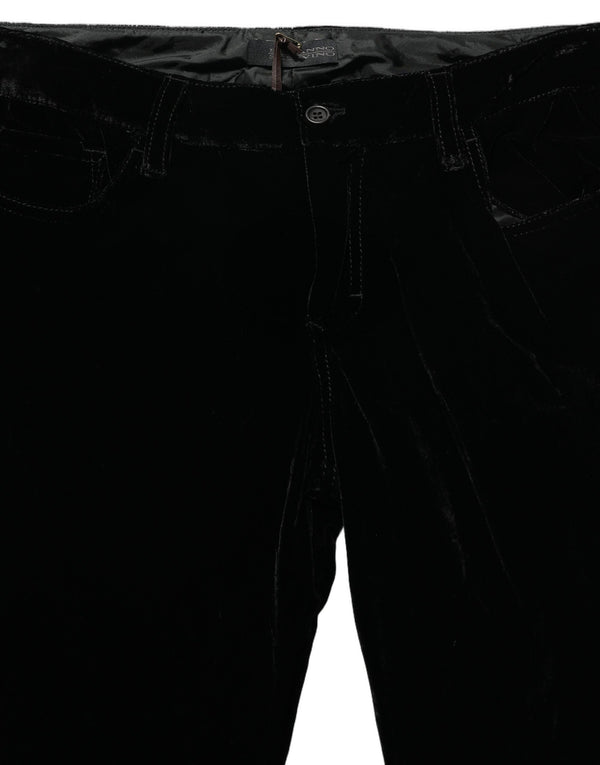 Ermanno Scervino Black Viscose Blend Velvet Slim Fit Pants