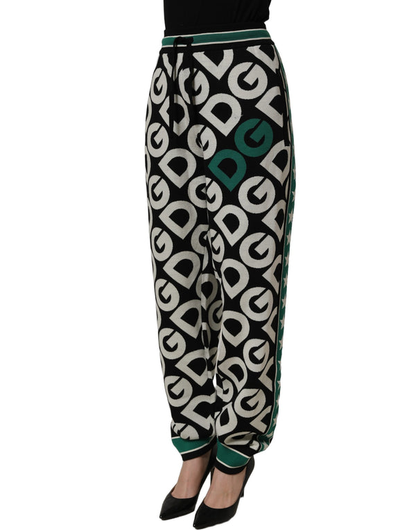 Dolce & Gabbana Black Wool Logo Jogger Sweatpants Pants