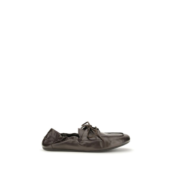 Prada Brown Calf Leather Bos Taurus Slip-On Loafers