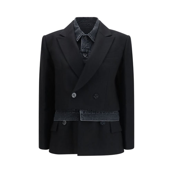 Sacai Black Wool Oves Aries Denim Jacket