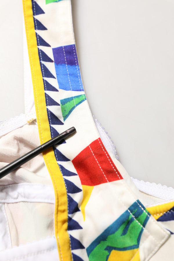 Dolce & Gabbana Multicolor Silk Carretto Print Cropped Tank Top
