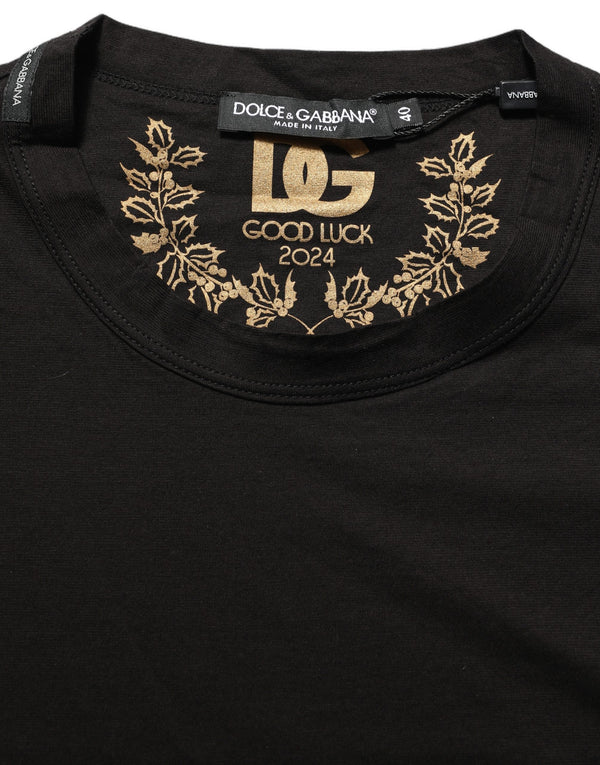 Dolce & Gabbana Black Cotton Crew Neck Short Sleeves T-shirt