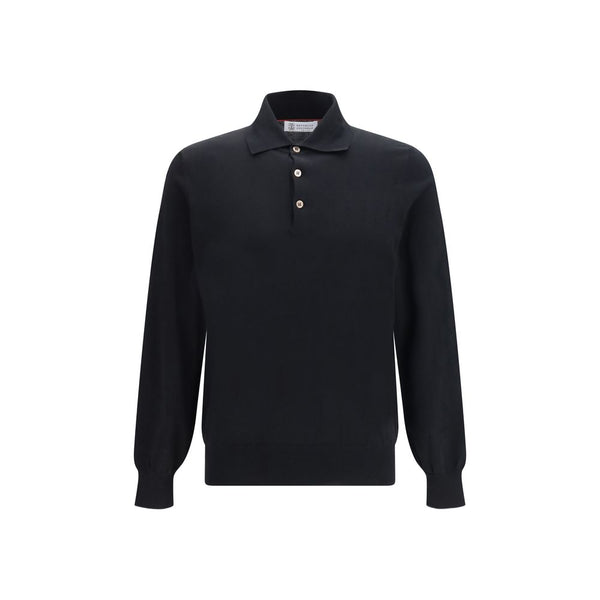 Brunello Cucinelli Black Cotton Polo Shirt