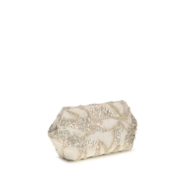 Brunello Cucinelli Beige Silk Clutch Bag
