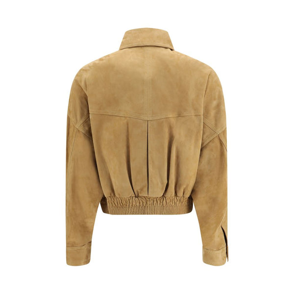 Versace Beige Lamb Leather Bomber