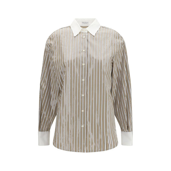 Brunello Cucinelli Beige Cotton Pattern Shirt