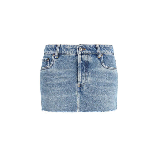 Miu Miu Blue Cotton Mini Skirt